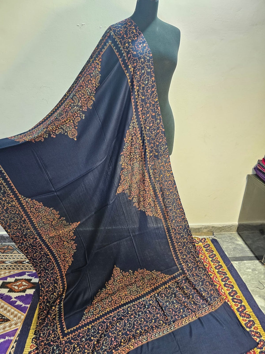 Blue Kashmiri Kacha Tanka 3PC Suit