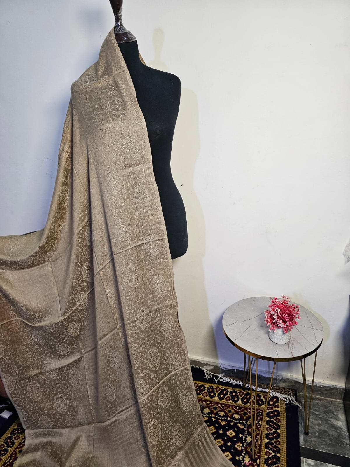 Skin Beige Light Khaki Big Kani Pashmina Shawl