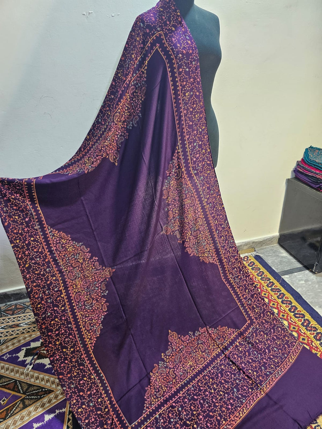 Brinjal Purple Kashmiri Kacha Tanka 3PC Suit