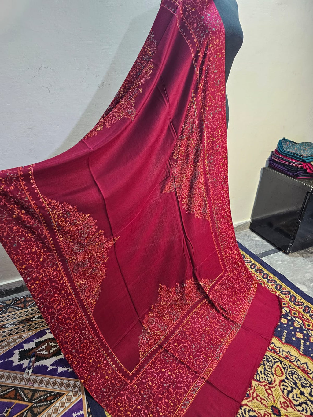 Hot Pink Kashmiri Kacha Tanka 3PC Suit