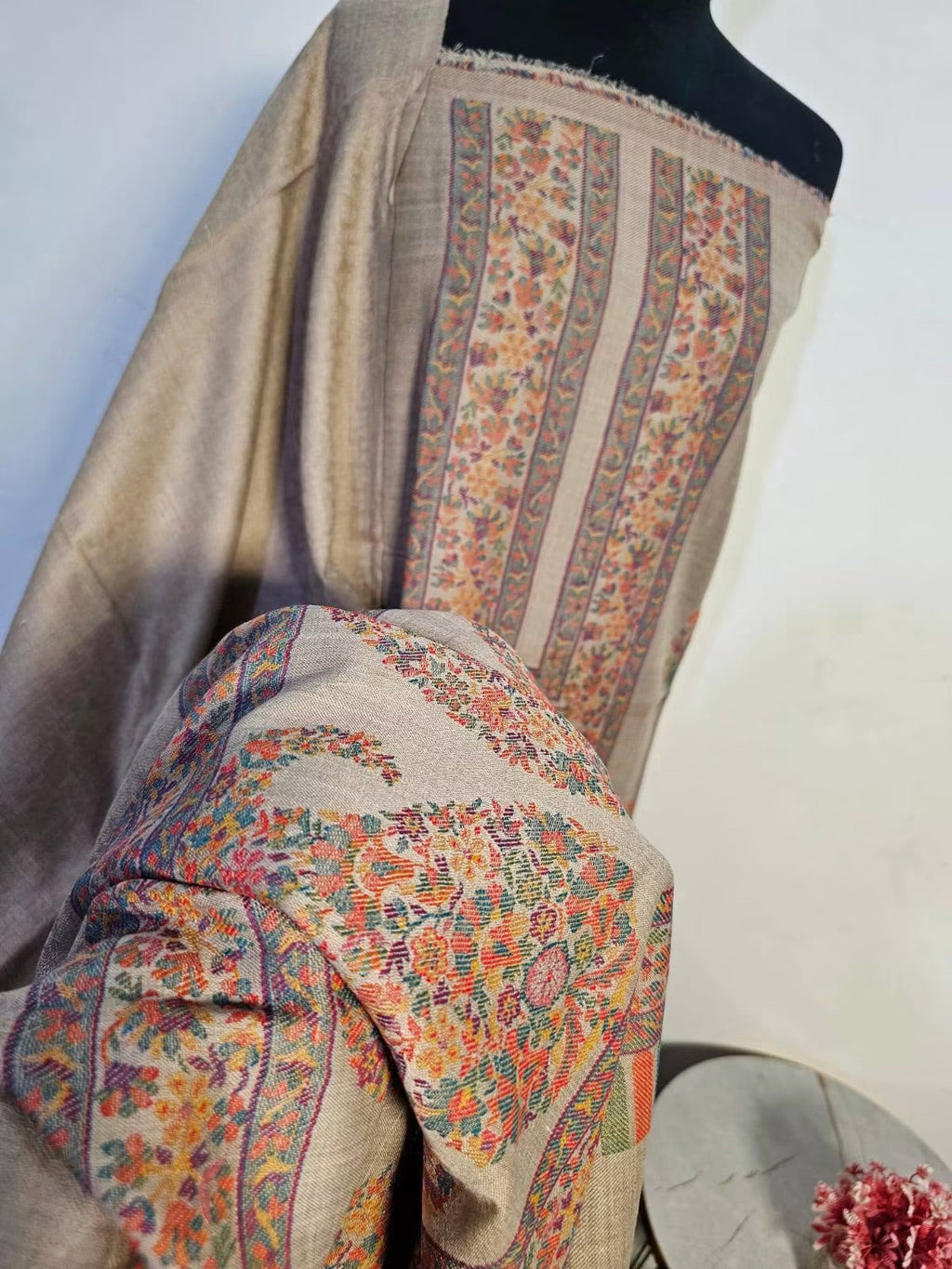 Sophisticated Beige Kani Pashmina Suit