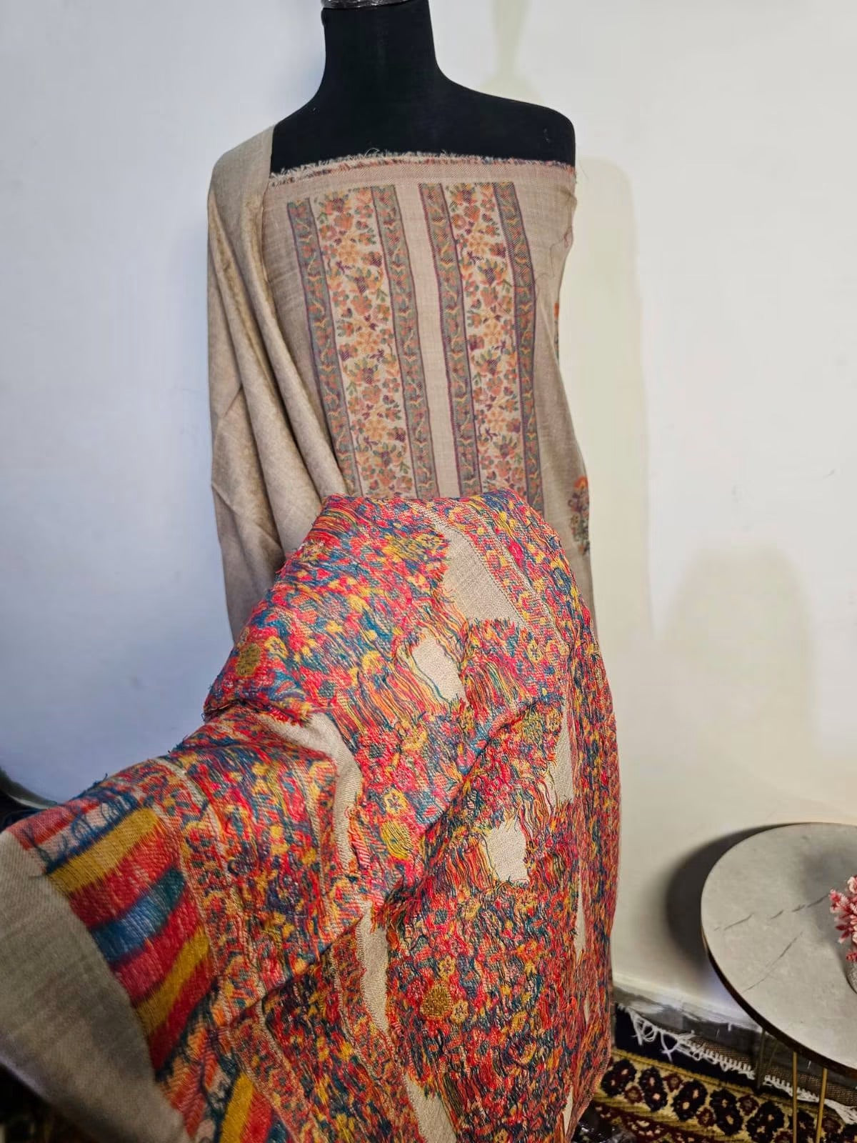 Sophisticated Beige Kani Pashmina Suit