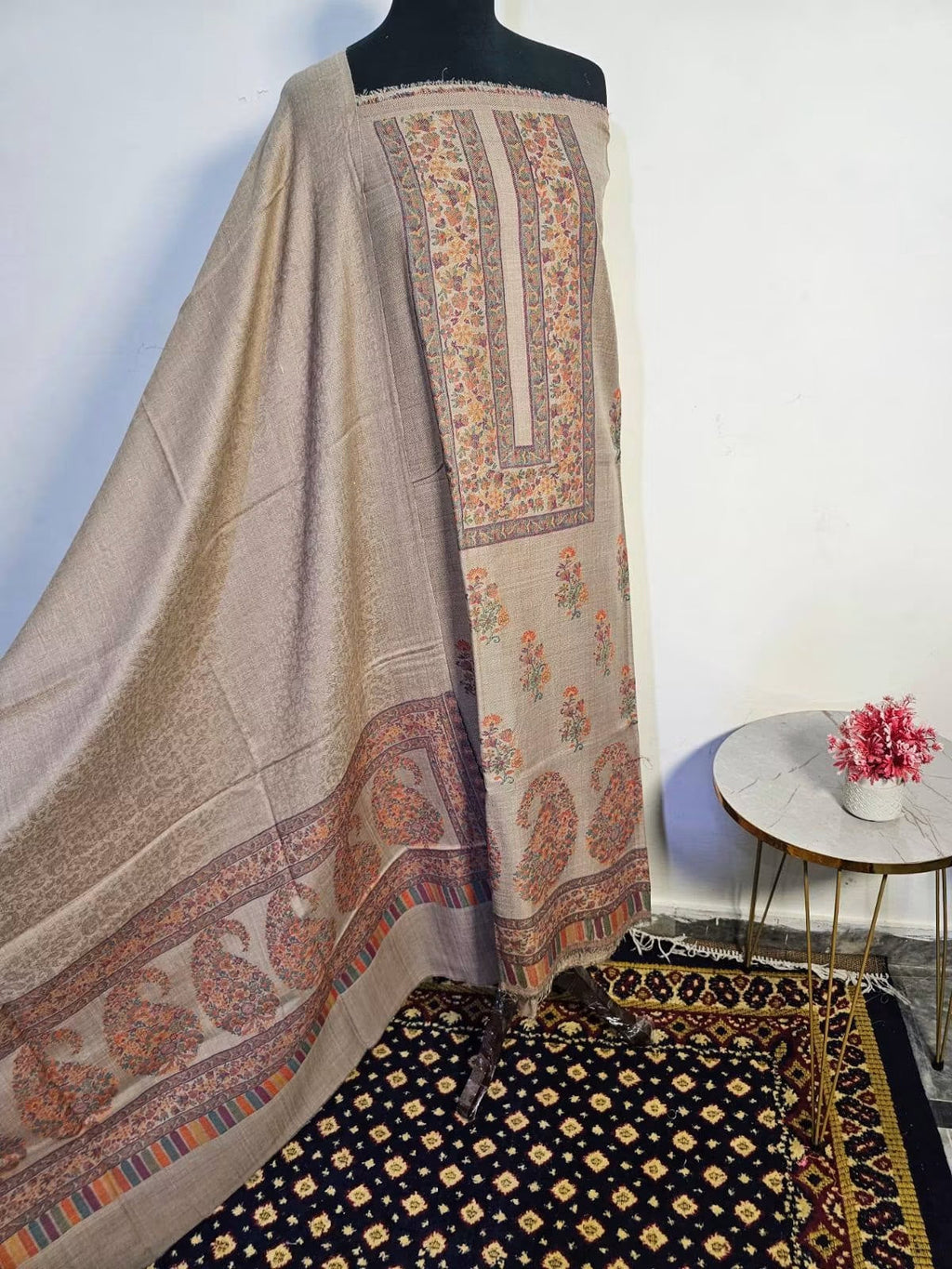 Sophisticated Beige Kani Pashmina Suit