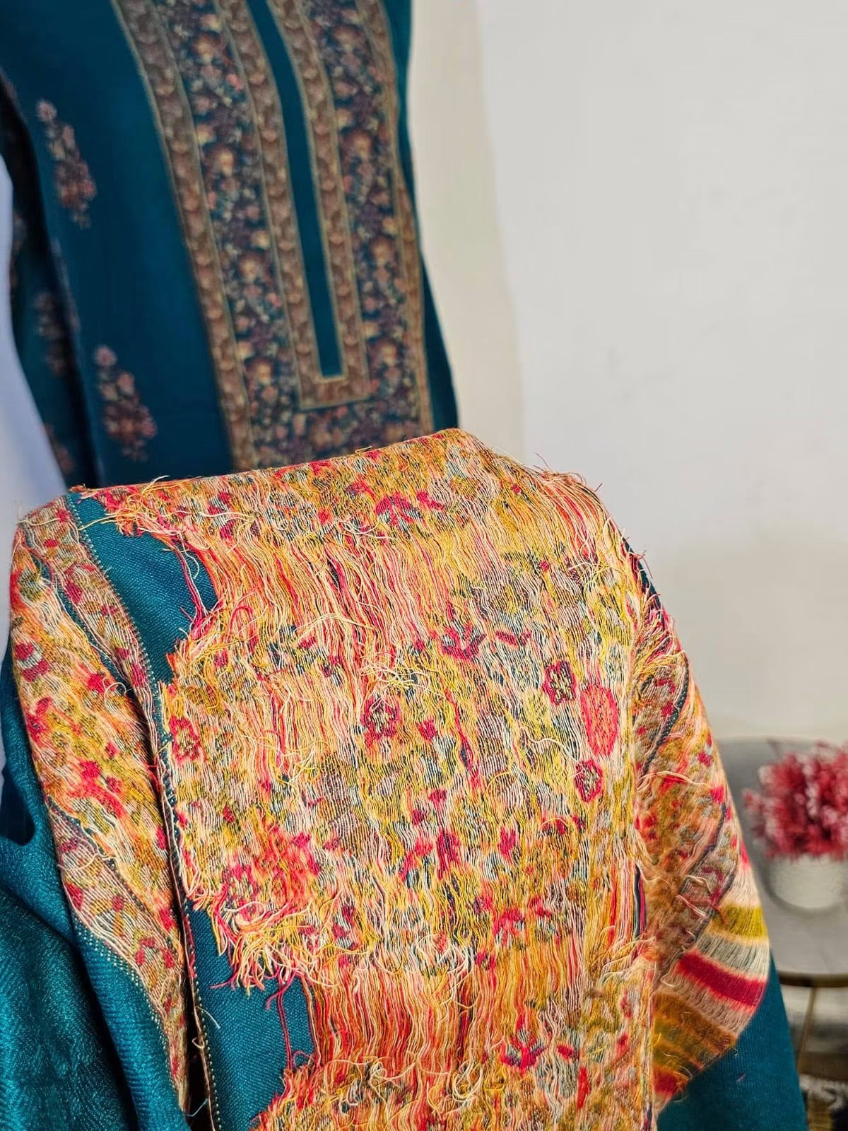 Elegant Teal Zinc Kani Pashmina Suit