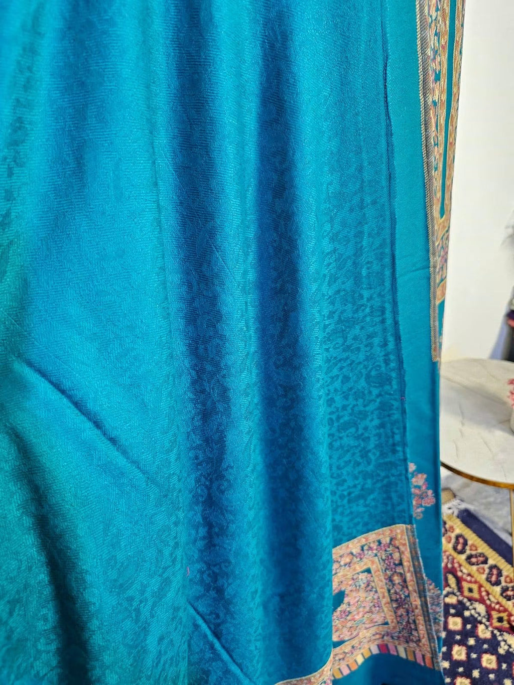 Elegant Teal Zinc Kani Pashmina Suit