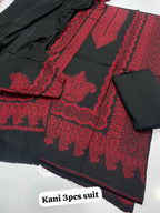 Deep Red Self Kani Black Suit