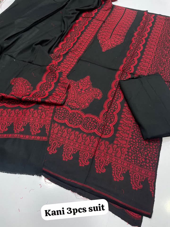 Deep Red Self Kani Black Suit