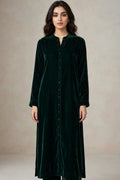 Bottle Green Premium Plain Velvet 2PC Suit