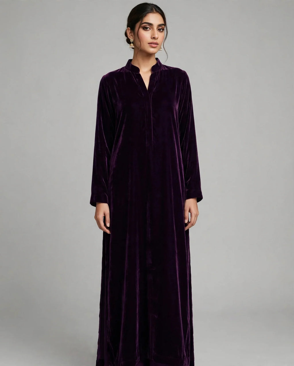Brinjal Purple Premium Plain Velvet 2PC Suit