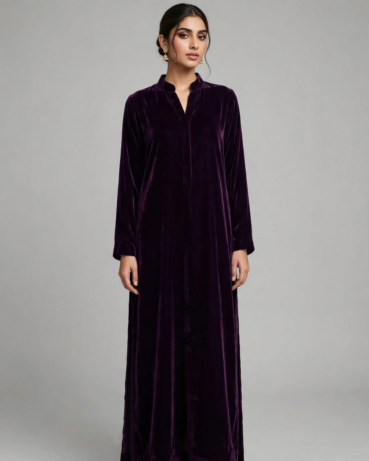 Brinjal Purple Premium Plain Velvet 2PC Suit