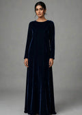 Blue Premium Plain Velvet 2PC Suit