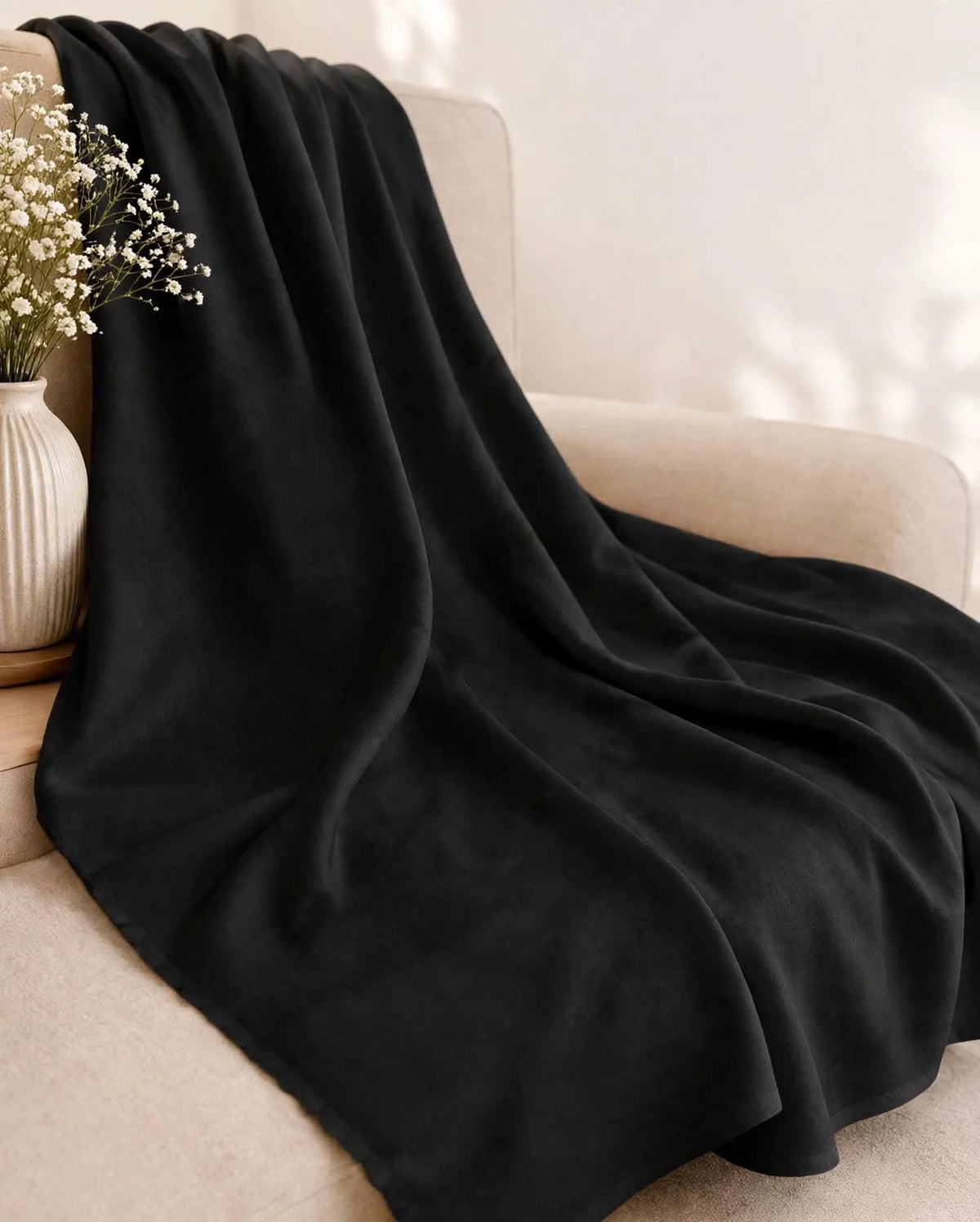 Black Imported Plain Linen Unstitched 2PC Suit