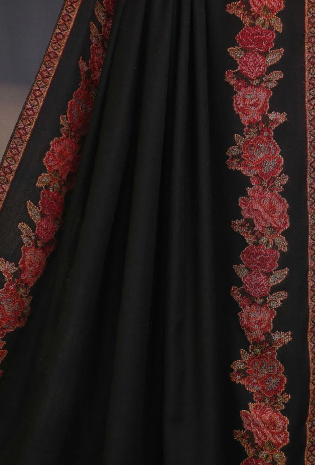 Black Base Big Kani Pashmina Shawl