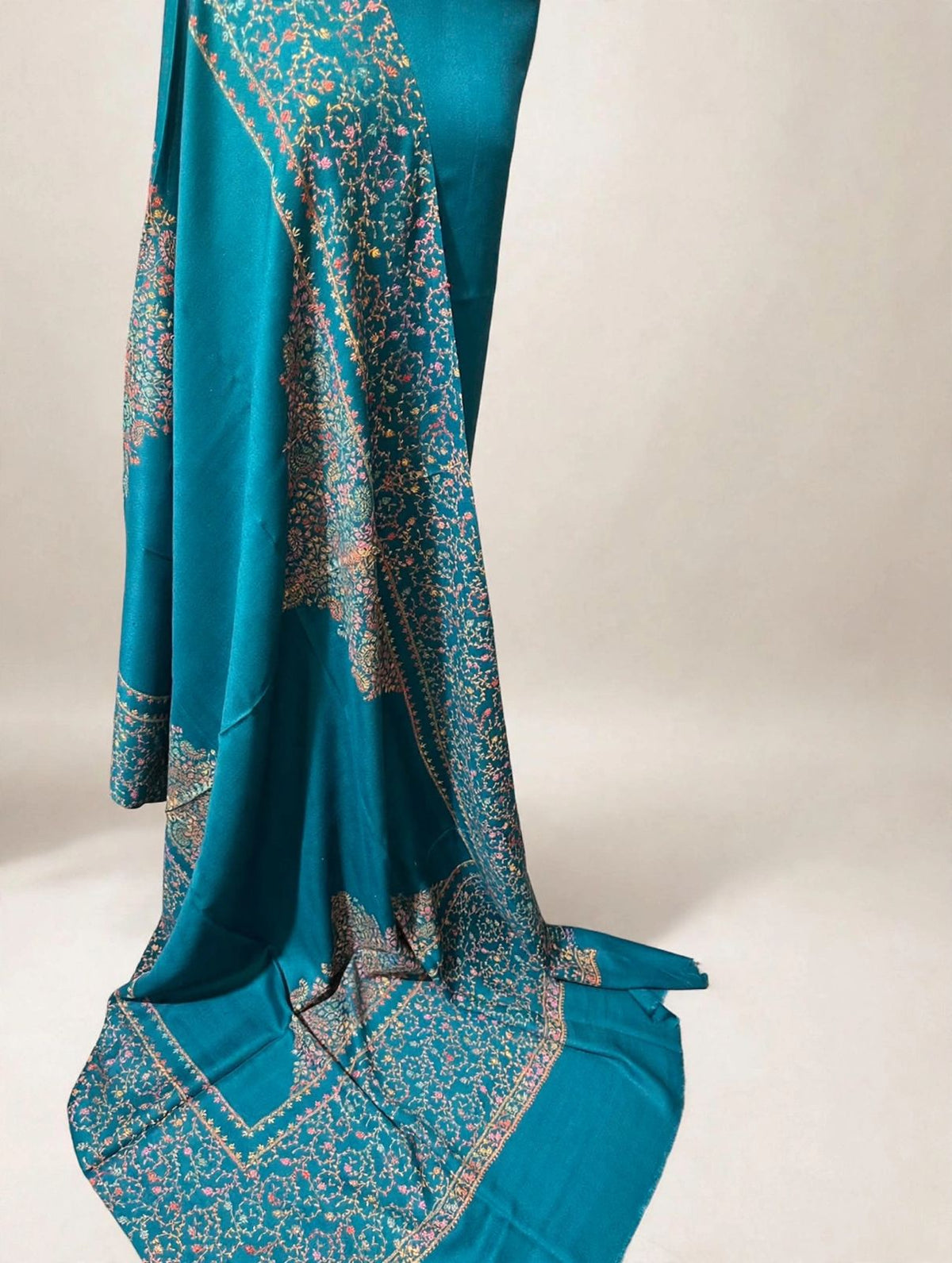 Teal Zink Kashmiri Kacha Tanka 3PC Suit