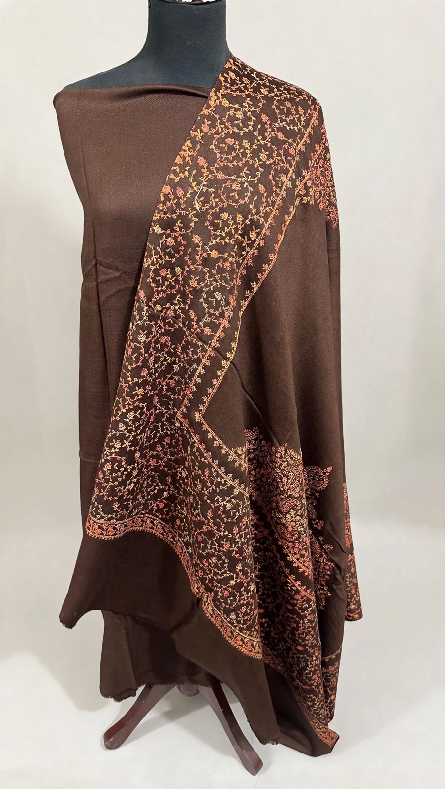 Brown Kashmiri Kacha Tanka 3PC Suit