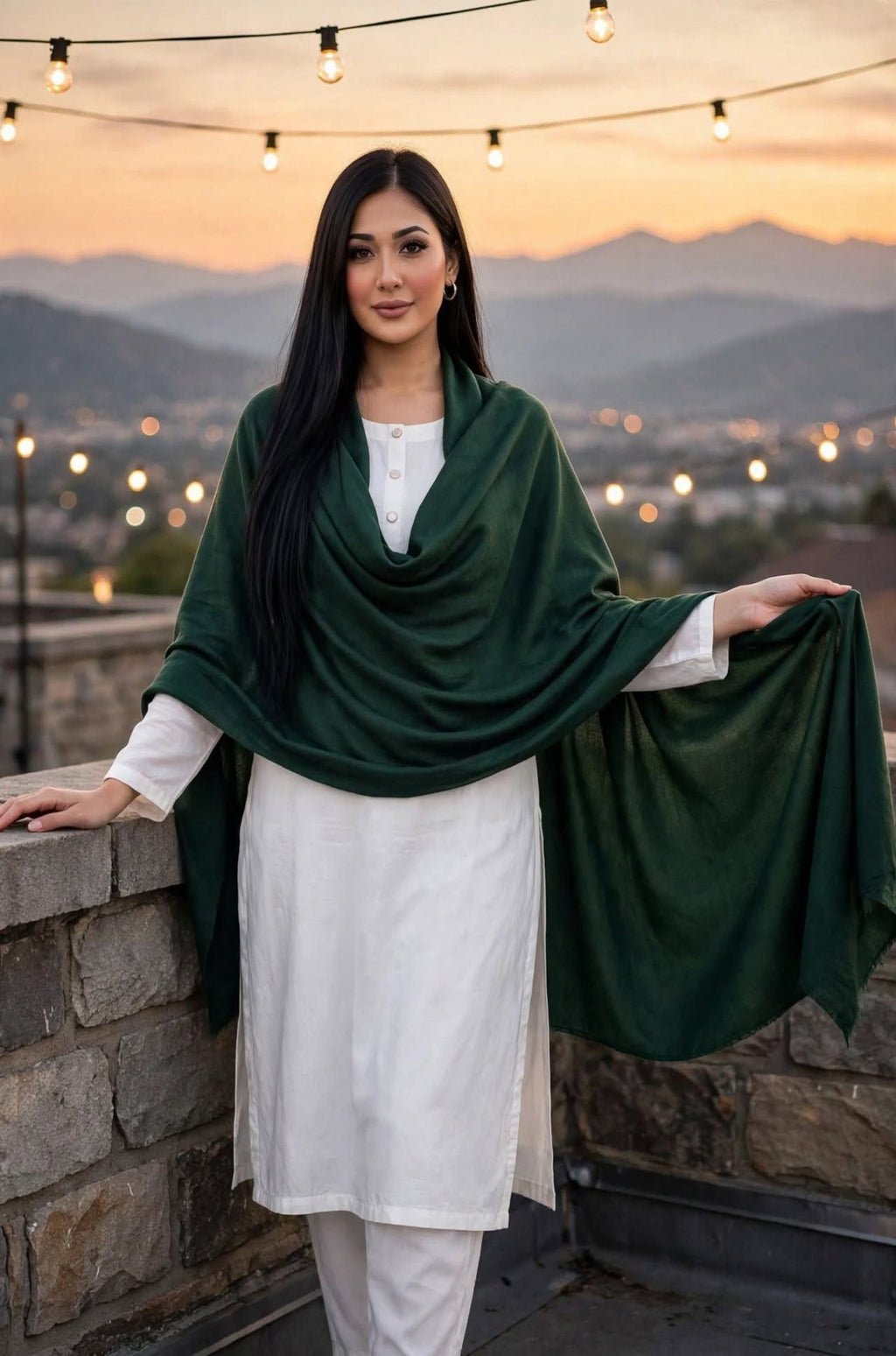 Bottle Green 72-Grade Pashmina Shawl