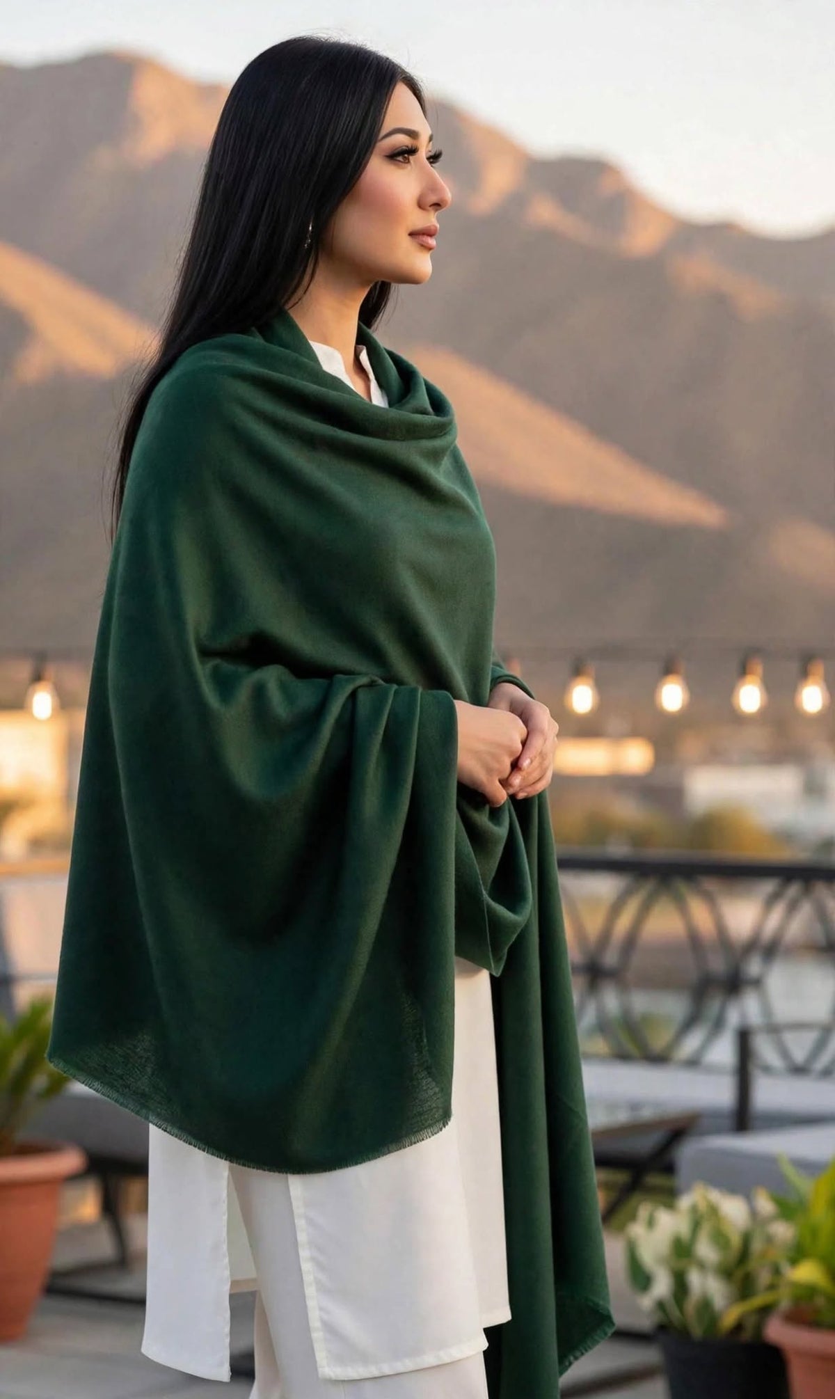 Bottle Green 72-Grade Pashmina Shawl