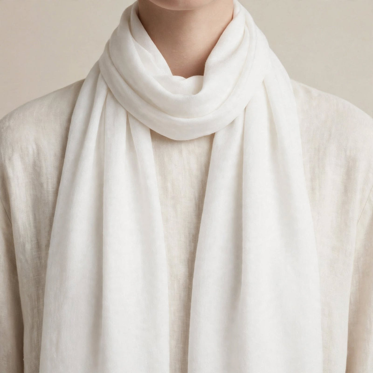 White 72-Grade Pashmina Shawl