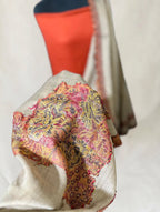 Beige & Orange Rust Big Kani Pashmina Shawl