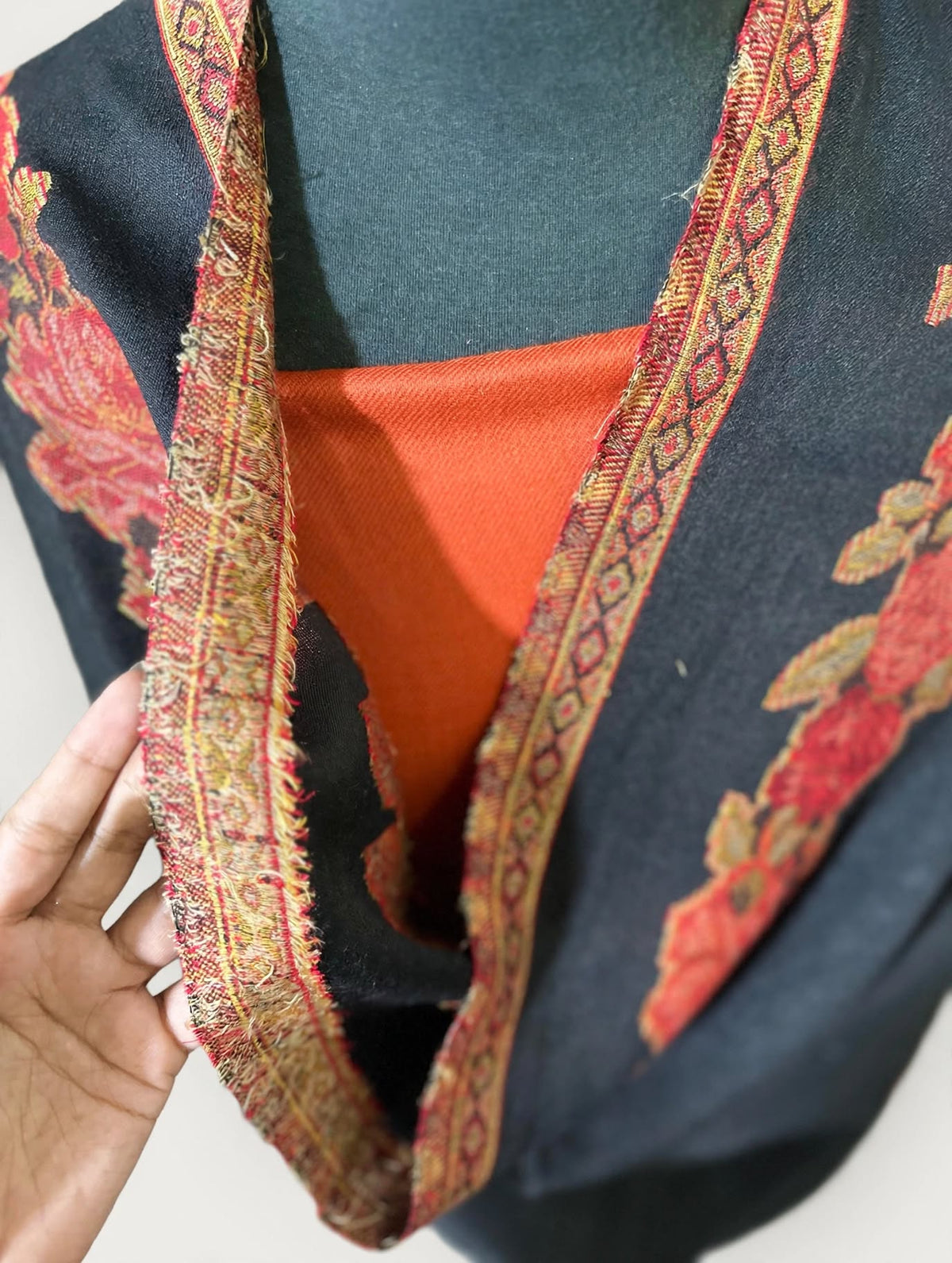 Black Base Big Kani Pashmina Shawl