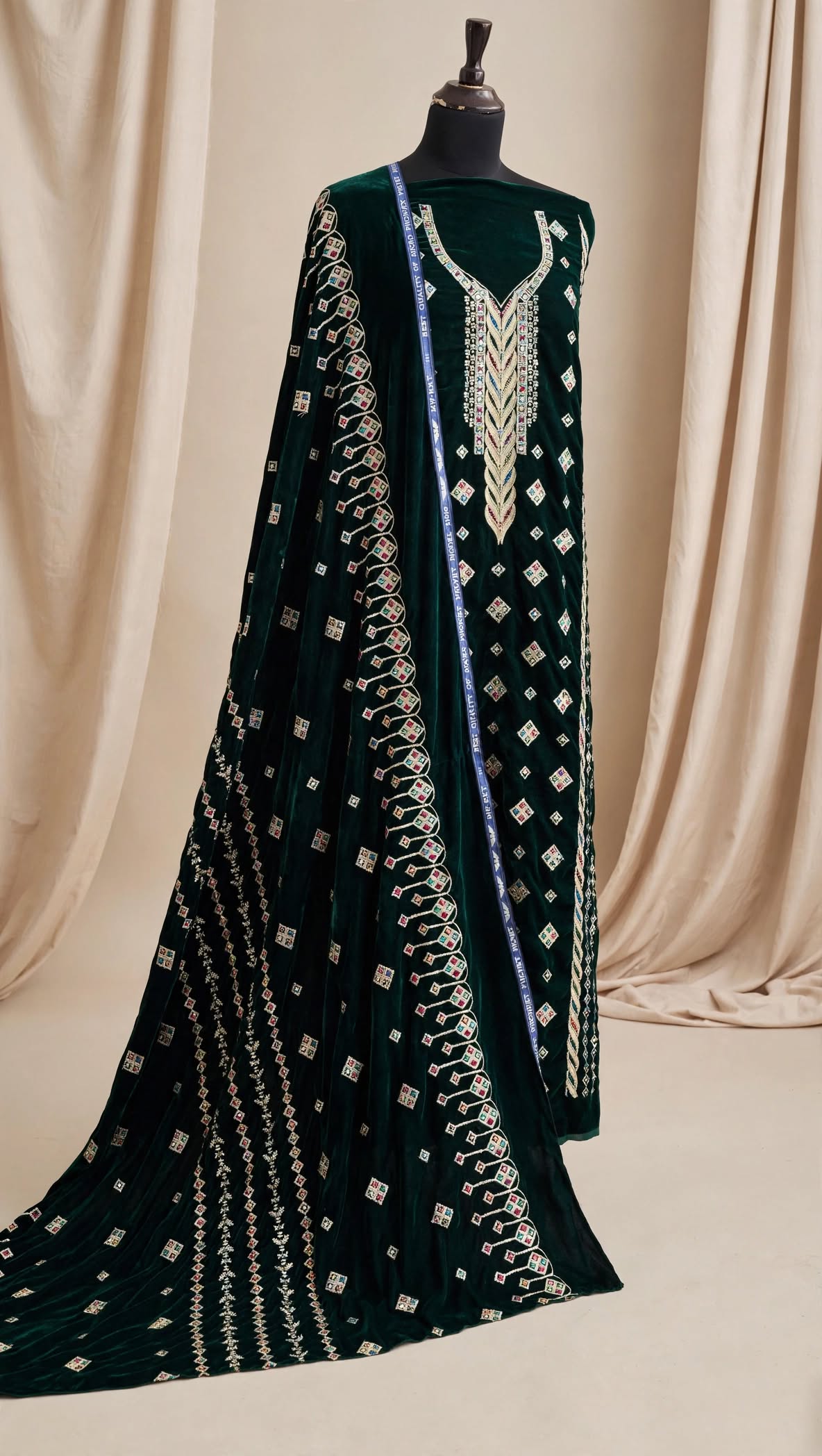 Black Velvet Embroidered 3-Piece Suit