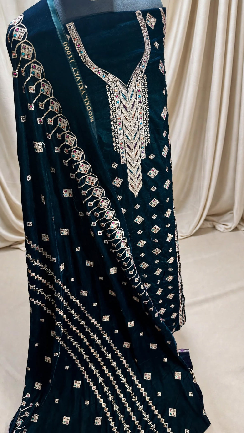 Zinc Velvet Embroidered 3-Piece Suit