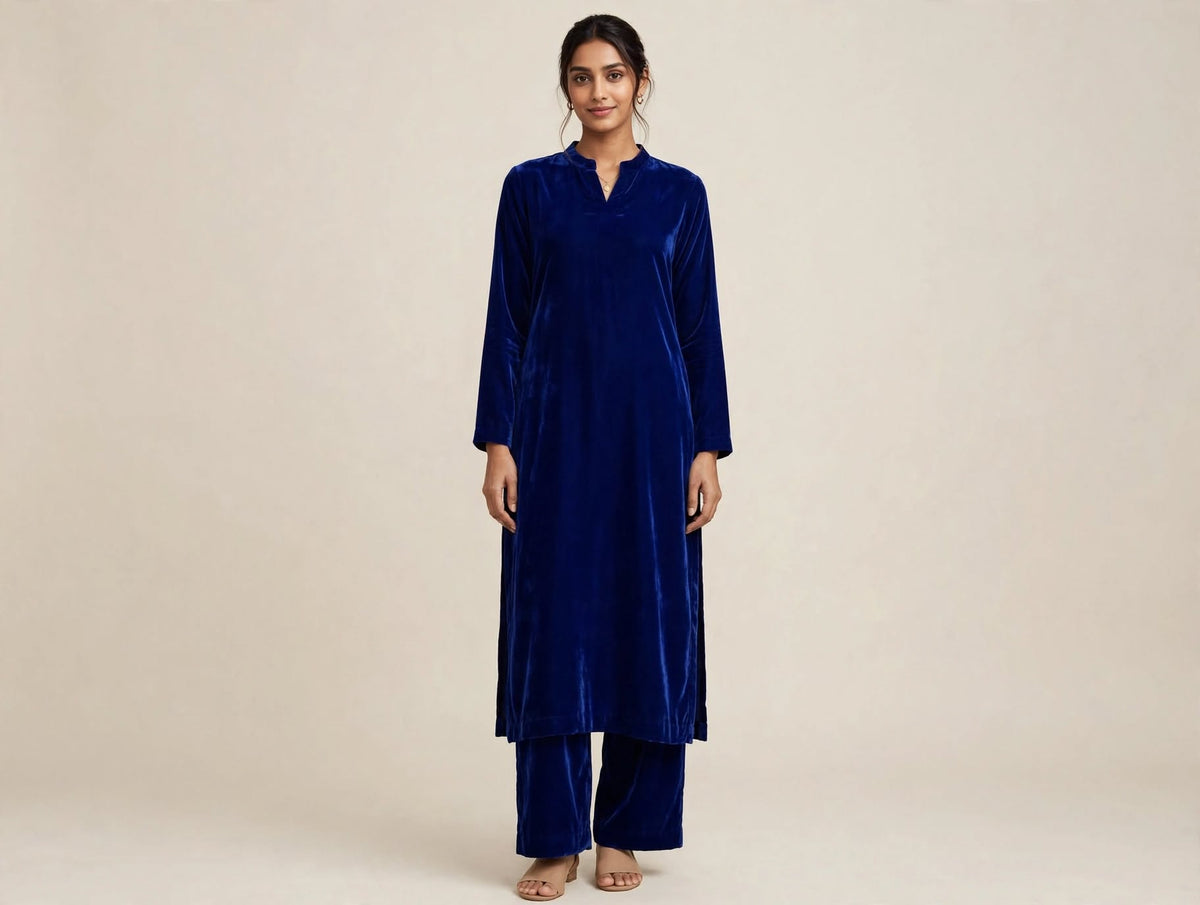 Royal Blue Premium Plain Velvet 2PC Suit