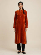 Rust Premium Plain Velvet 2PC Suit