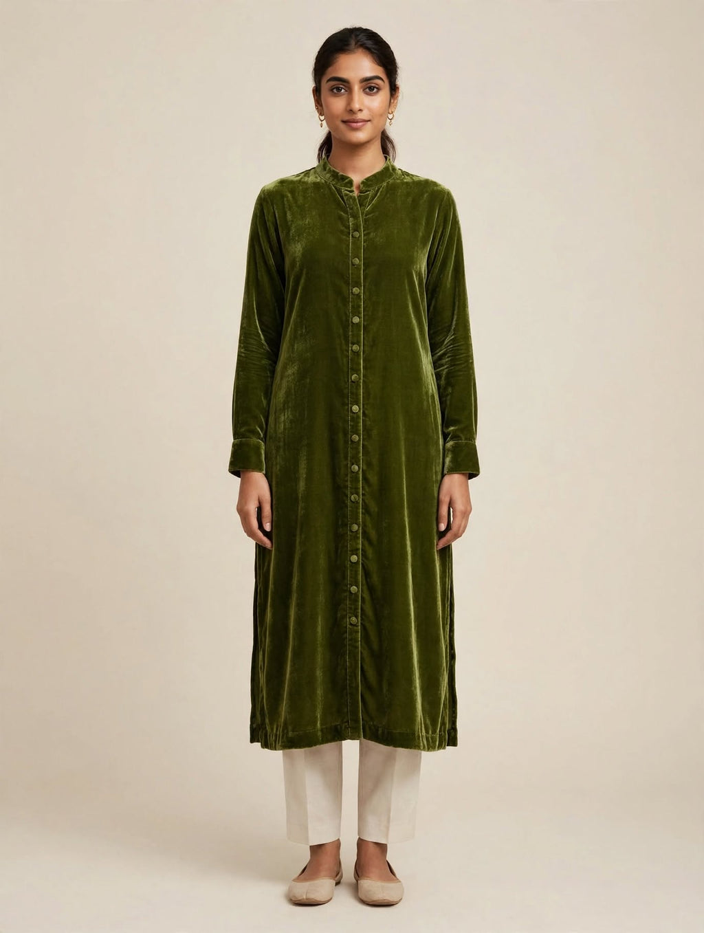 Parrot Green Premium Plain Velvet 2PC Suit