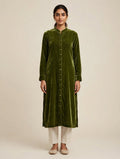 Parrot Green Premium Plain Velvet 2PC Suit