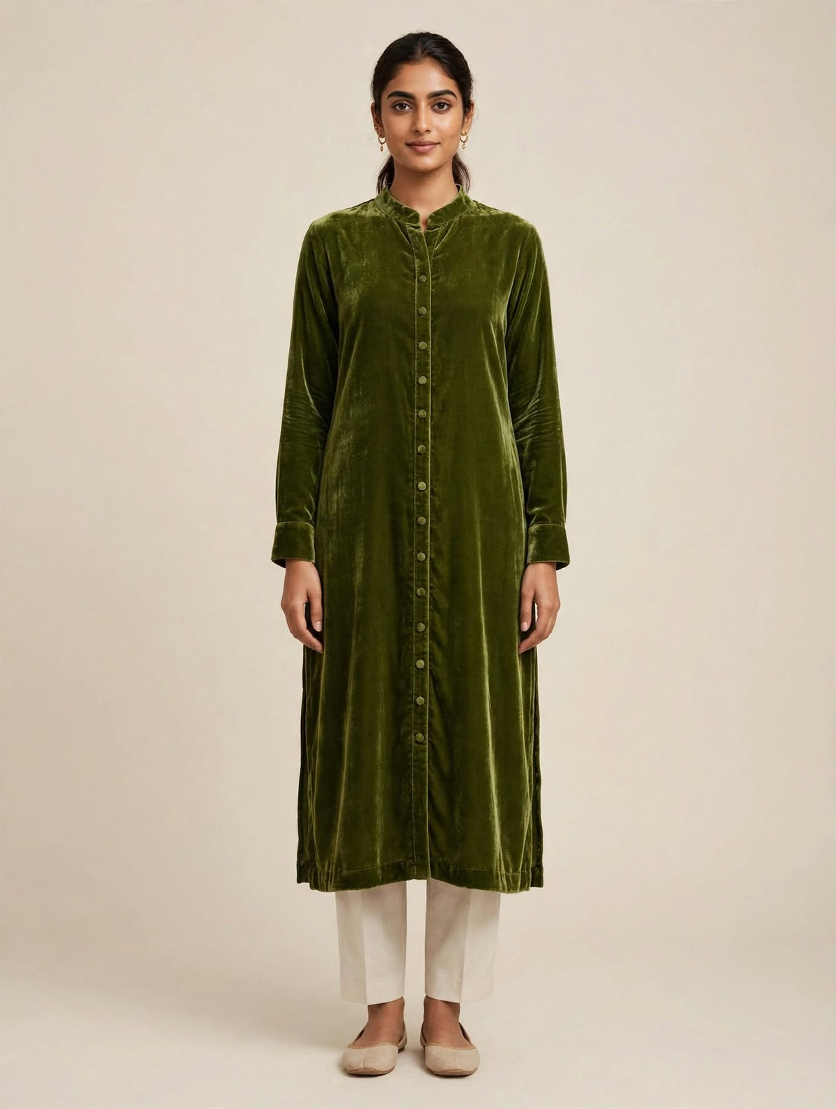 Parrot Green Premium Plain Velvet 2PC Suit