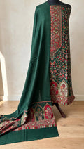 3pc Unstitched Bottle Green Moonlight Pashmina Suit