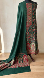 3pc Unstitched Bottle Green Moonlight Pashmina Suit