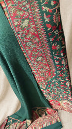 3pc Unstitched Bottle Green Moonlight Pashmina Suit