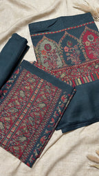 3pc Unstitched Bluish Grey Moonlight Pashmina Suit
