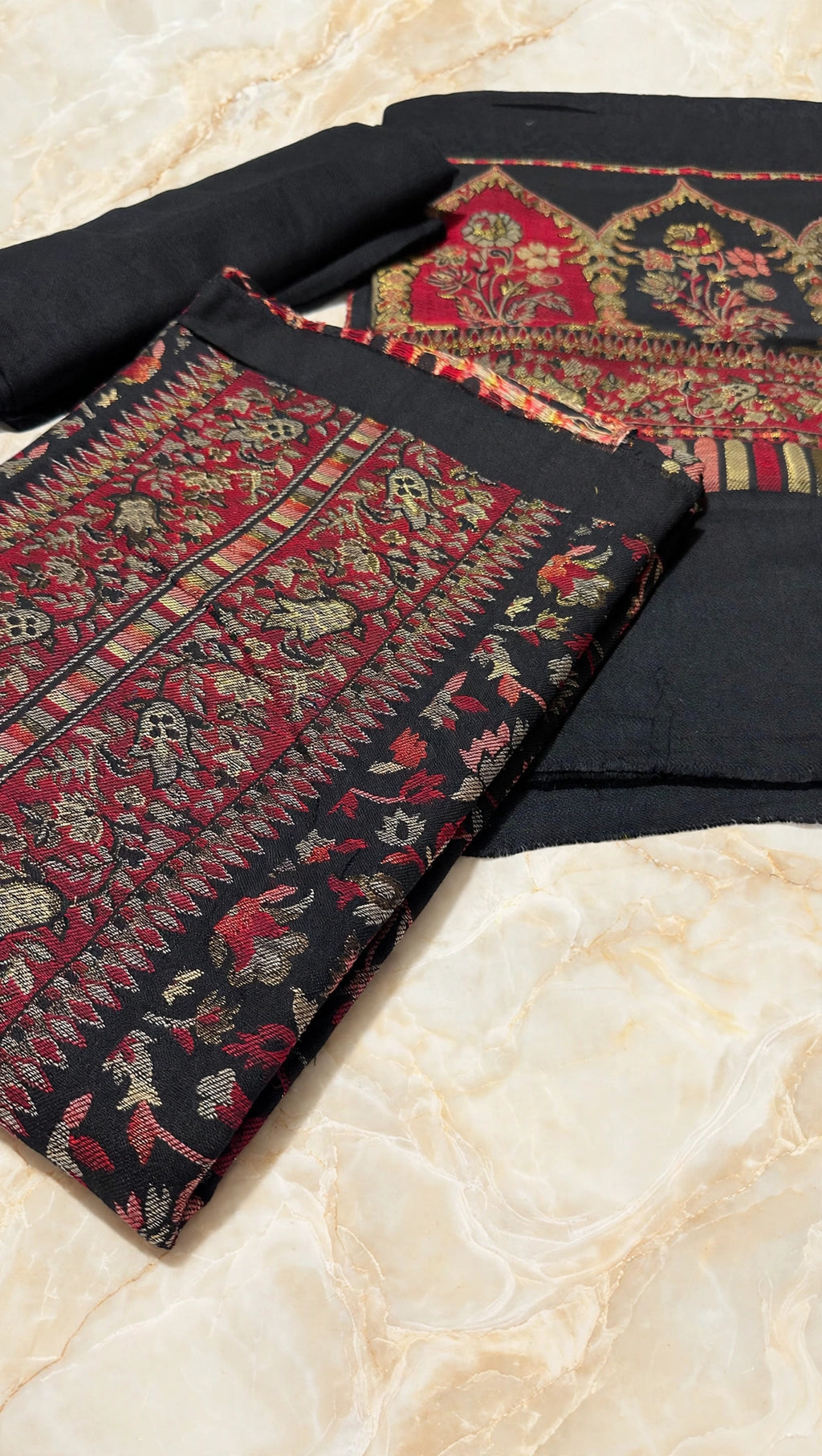 3pc Unstitched Black Moonlight Pashmina Suit