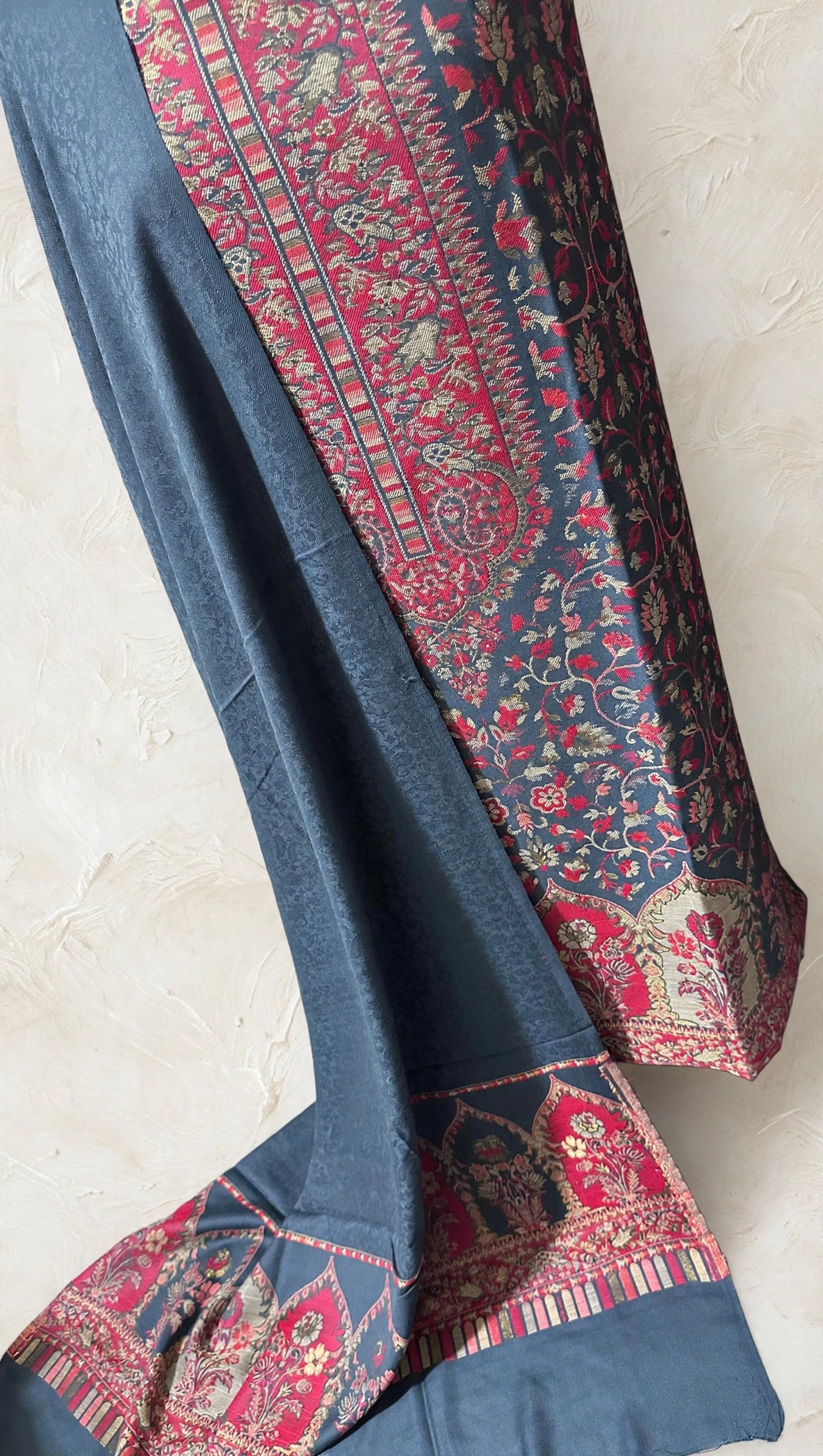 3pc Unstitched Bluish Grey Moonlight Pashmina Suit
