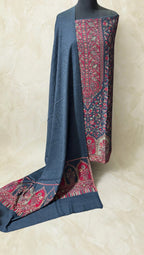 3pc Unstitched Bluish Grey Moonlight Pashmina Suit
