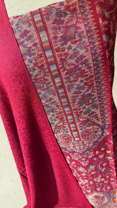 3pc Unstitched Mehroon Moonlight Pashmina Suit