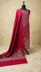 3pc Unstitched Mehroon Moonlight Pashmina Suit