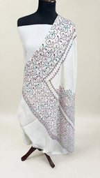 White Kashmiri Kacha Tanka 3PC Suit