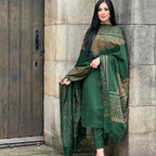 Bottle Green Kashmiri Kacha Tanka 3PC Suit