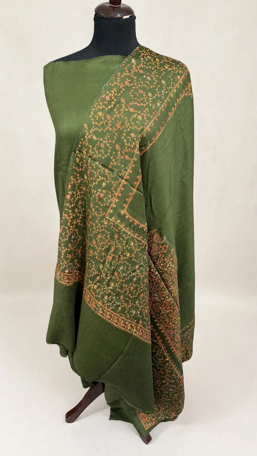 Parrot Green Kashmiri Kacha Tanka 3PC Suit